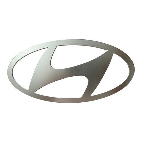 Емблема Hyundai срібло 150х75мм новий тип (на скотчі) пластик 185848 фото
