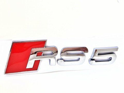 Емблема напис RS 5 для Audi ХРОМ 115х33мм метал (на скотчі) 186363 фото