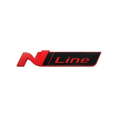 Емблема напис N Line для Hyundai червоний+чорний 115х22мм метал (на скотчі) 183872 фото