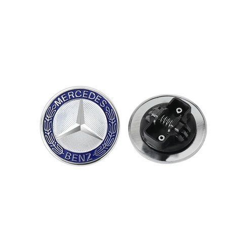 Емблема капота Mercedes-Benz хром+синій d=57мм (пружинне кріплення) OEM 2048170616 183352 фото