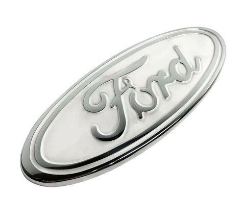 Емблема передня Ford білий + хром 230х90 мм пластик (на скотчі + 3 направляючі) 184872 фото