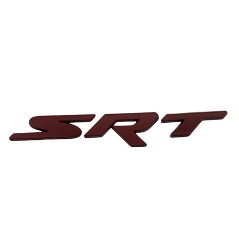 Эмблема надпись SRT красная 140х18мм металл (на скотче) 182940 фото
