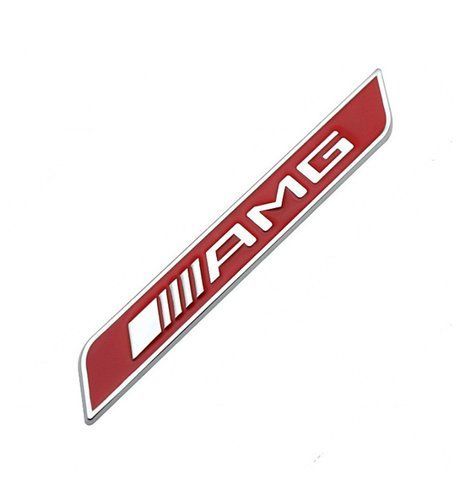 Емблема-напис AMG для Mercedes червона+хром 111х14мм метал (на скотчі) 186551 фото
