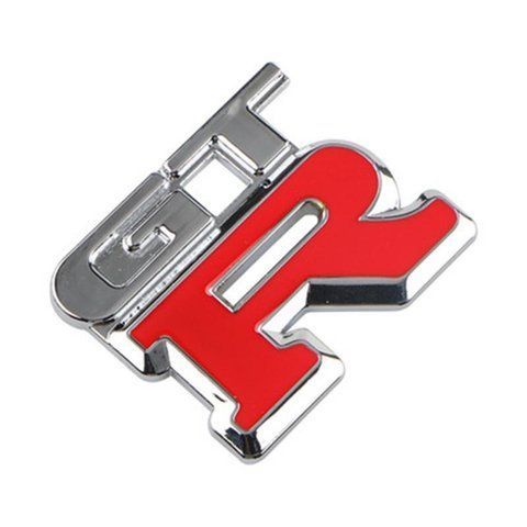 Емблема напис GTR хром+червоний 63х54мм метал (на скотчі) 185082 фото
