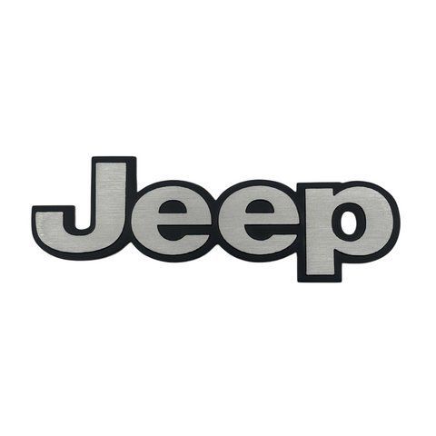 Емблема напис Jeep 159х45мм срібло з чорною окантовкою метал (на скотчі) 182922 фото