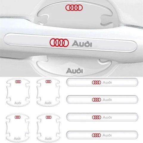 Защитные плёнки дверных ручек AUDI 8шт (4 наклейки под ручки+4 на ручки) прозрачные СИЛИКОН 181213 фото